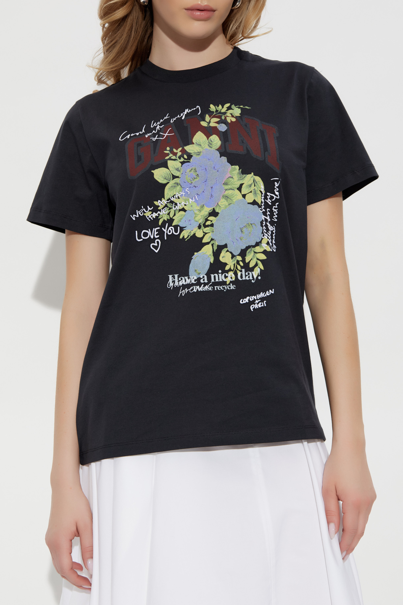 GANNI 月と星 Tシャツ ブラック Ganni(ガニー) Tシャツ・カットソー(レディース) - 海外通販のBUYMA